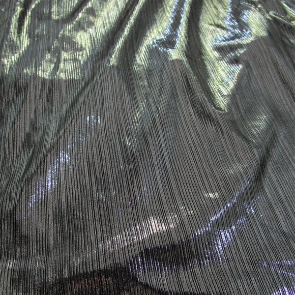 SALE NWT Macys Metallic Silver Foil Pull On Midi Skirt - Picture 5 of 8